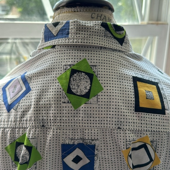 Vtg. Liz Wear long sleeve 100% cotton 80’s 90’s geometric pattern blouse - Picture 7 of 9